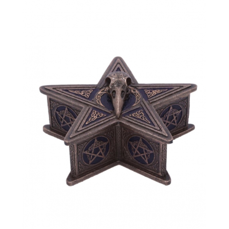Pentagram Casket With Raven Skull 16,5cm