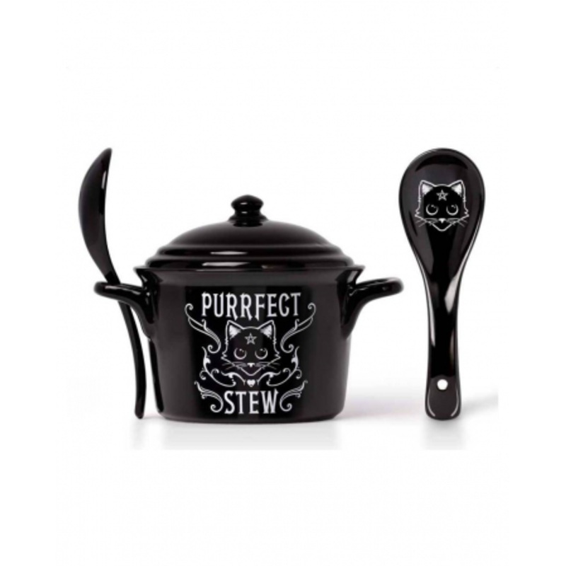 Purrfect Stew Cereal & Soup Bowl With Spoon