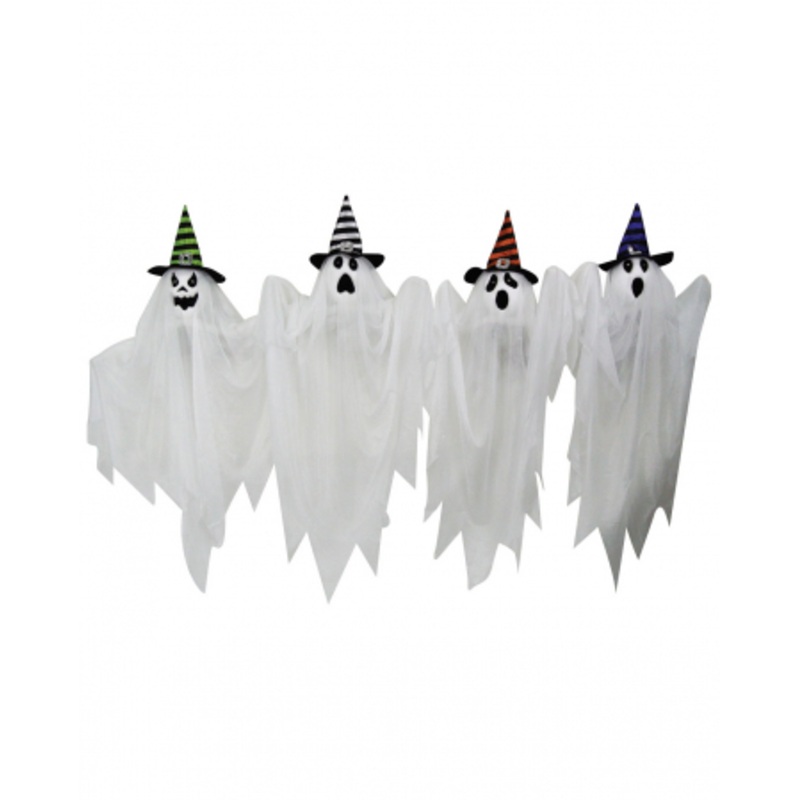 Spooky Halloween Ghost With Witch Hat 70cm