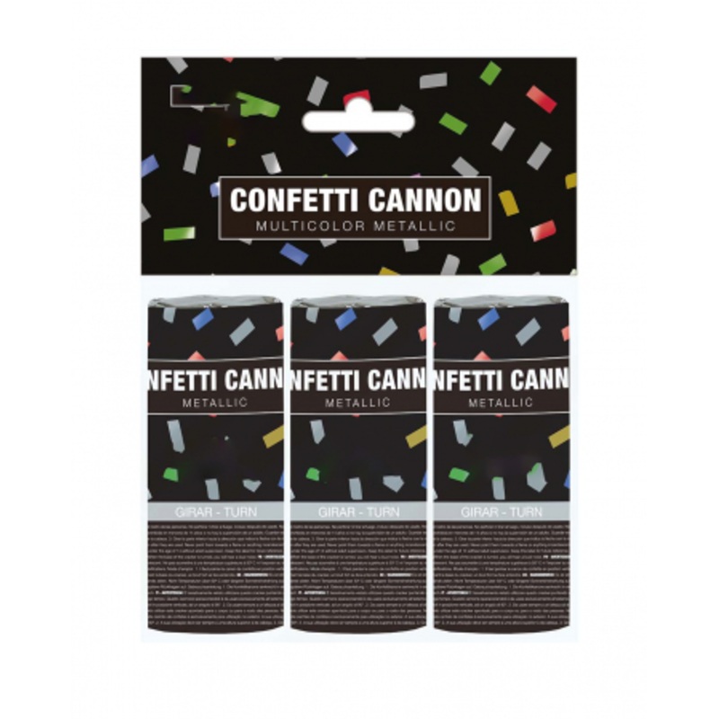 3 Pcs Multi Color Confetti Cannon 10,5cm