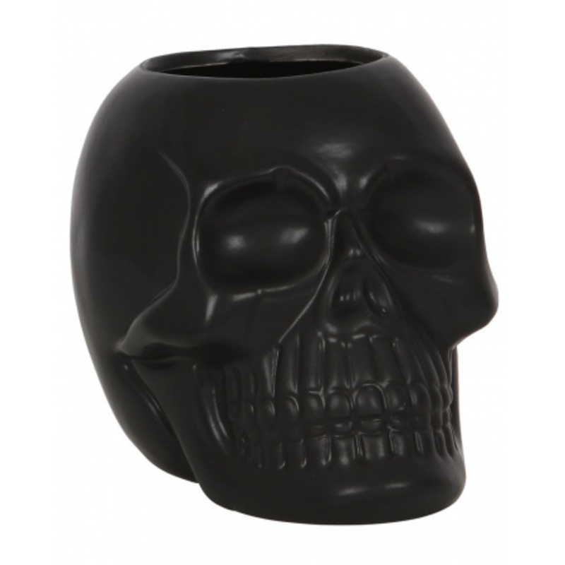 Black Skull Ceramic Toothbrush Holder