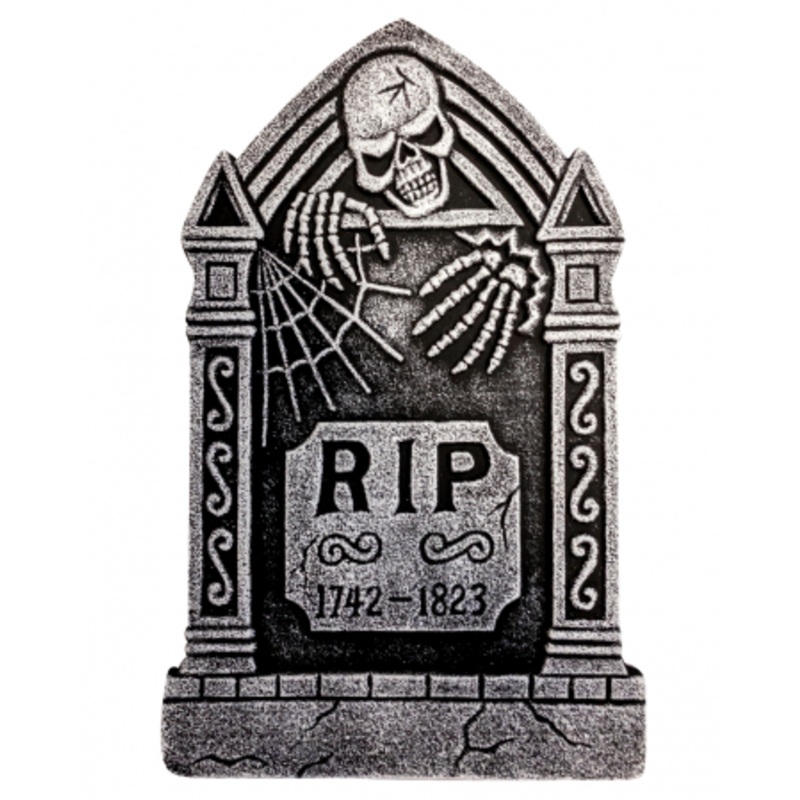 Gravestone With Skeleton & Cobwebs 52cm
