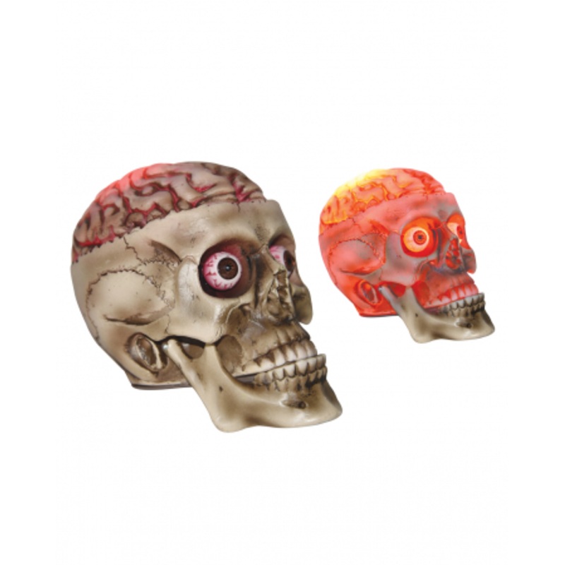Halloween Skull With Bloody LED Brain 19cm