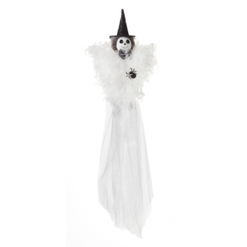 Hanging Ghost Spider Witch White 53cm