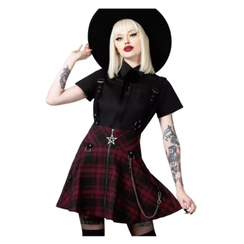 KILLTAR Study Hell Suspender Skirt Red S