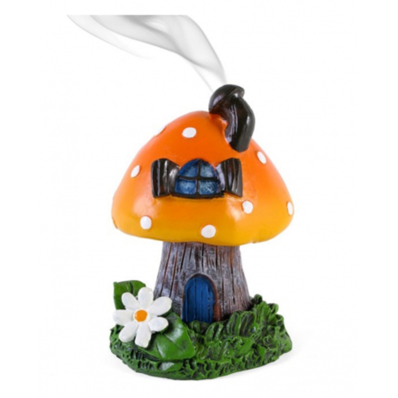 Orange Toadstool Incense Cone Burner 12.5cm