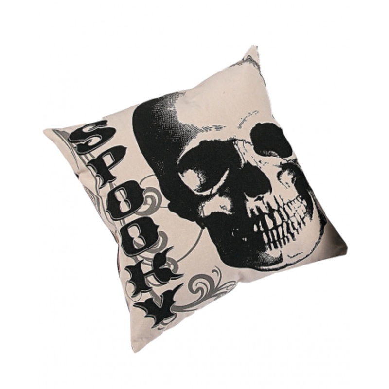 Vintage Halloween Pillow With Skull