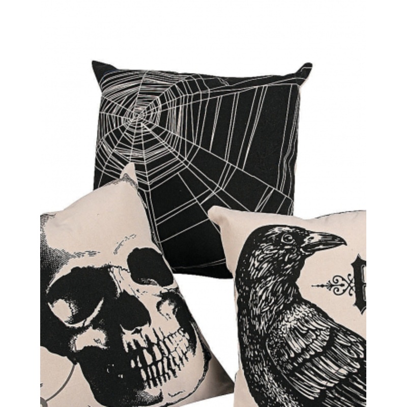 Vintage Halloween Pillow With Spider Web