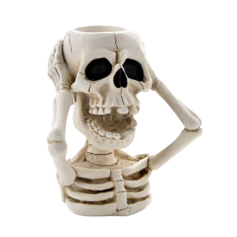 White Skeleton As Tea Light Holder 14cm