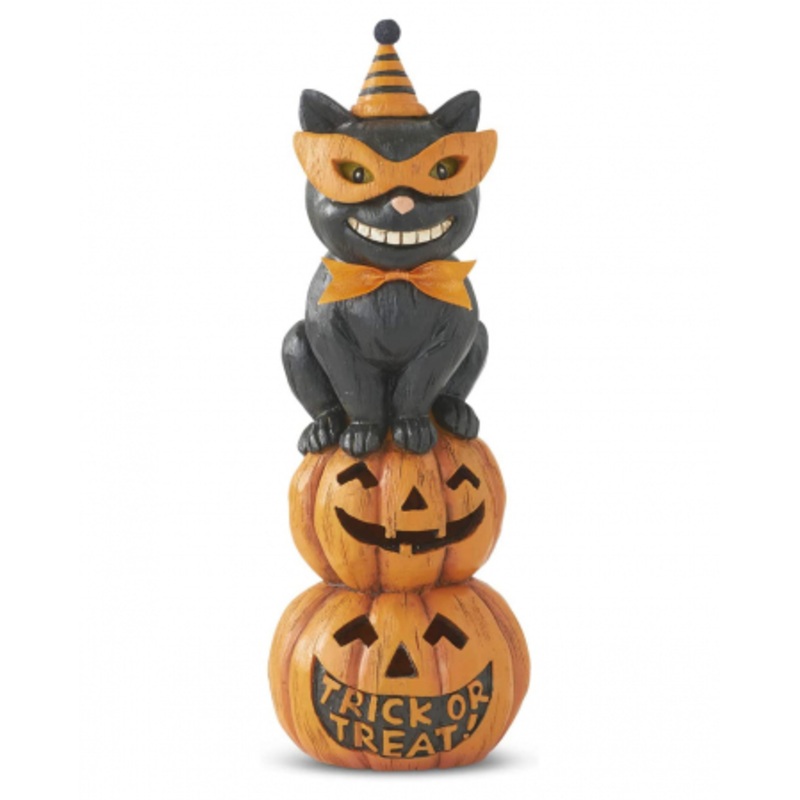Black Cat On Halloween Pumpkins LED Figure 28cm