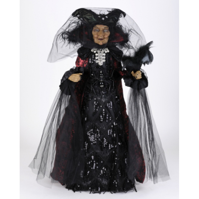Black Gothic Witch With Brocade & Lace 68cm