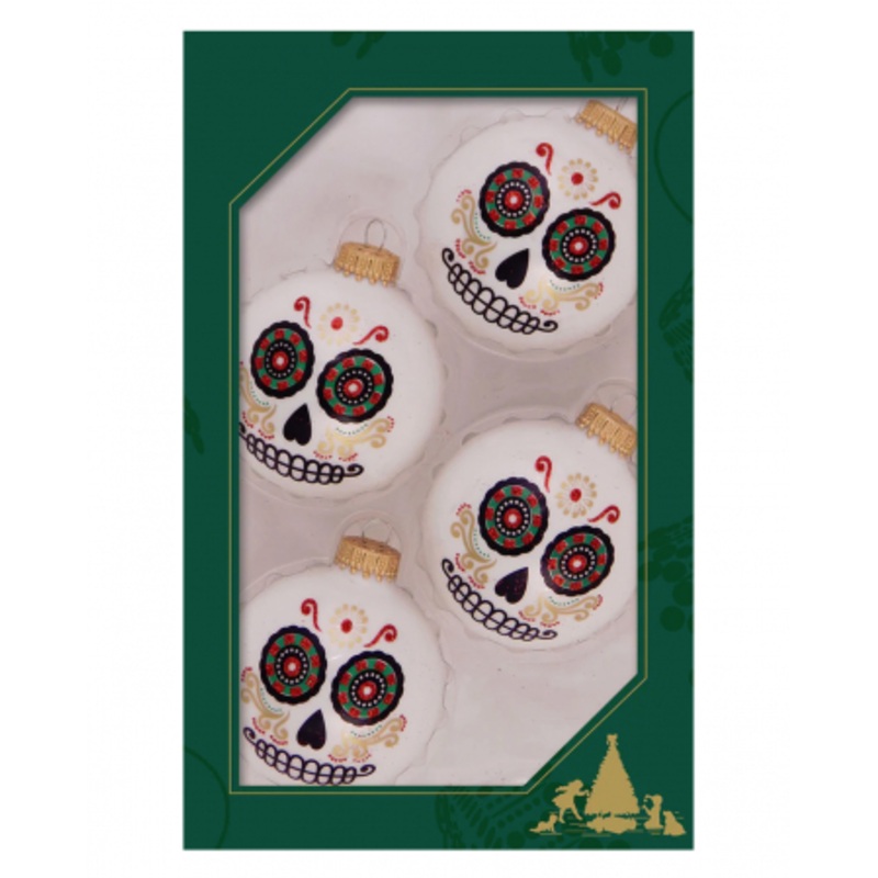 Day Of The Dead Halloween Christmas Balls 6,5cm 4 Pieces
