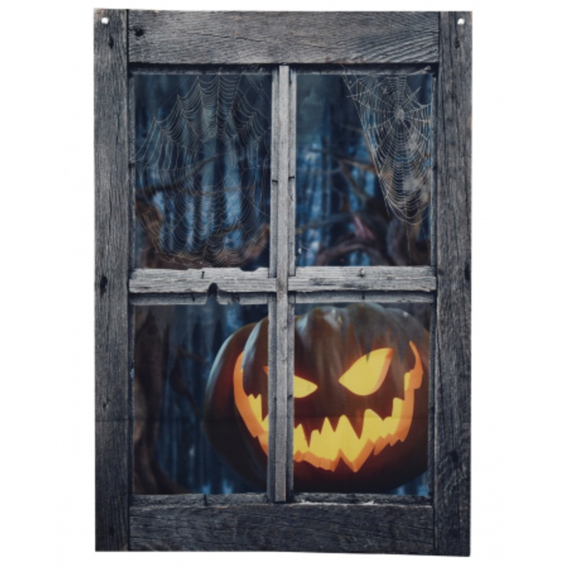 Fake Window With Creepy Halloween Pumpkin 120cm