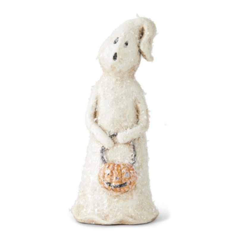 Ghost With Jack O'Lantern & Glitter Flakes 20cm