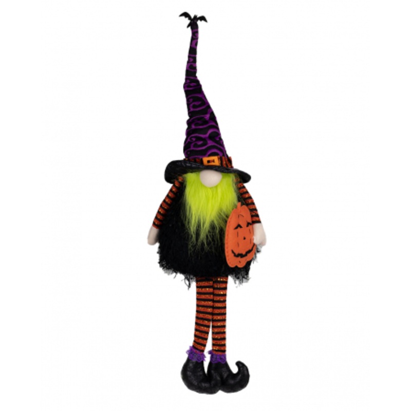 Glowing Halloween Gnome Edge Stool With Pumpkin 75cm