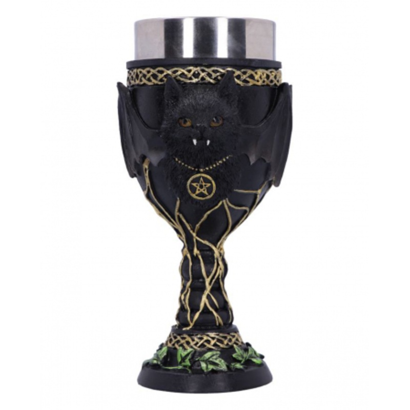 Gothic Goblet With Vampire Cat 17cm