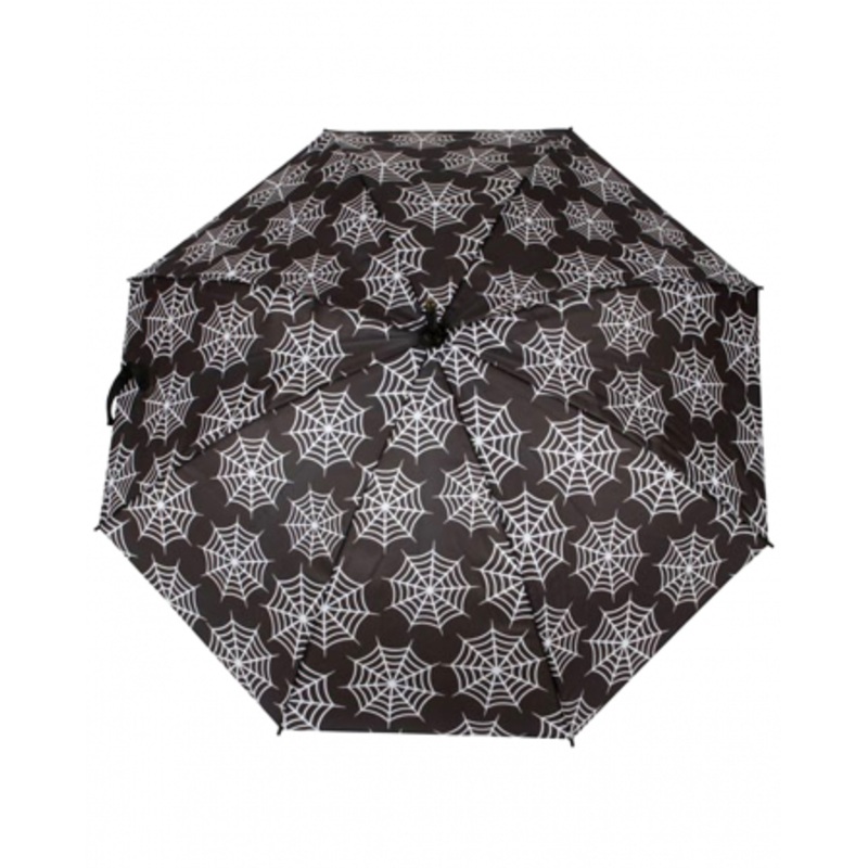 Gothic Umbrella With Spider Webs Motif