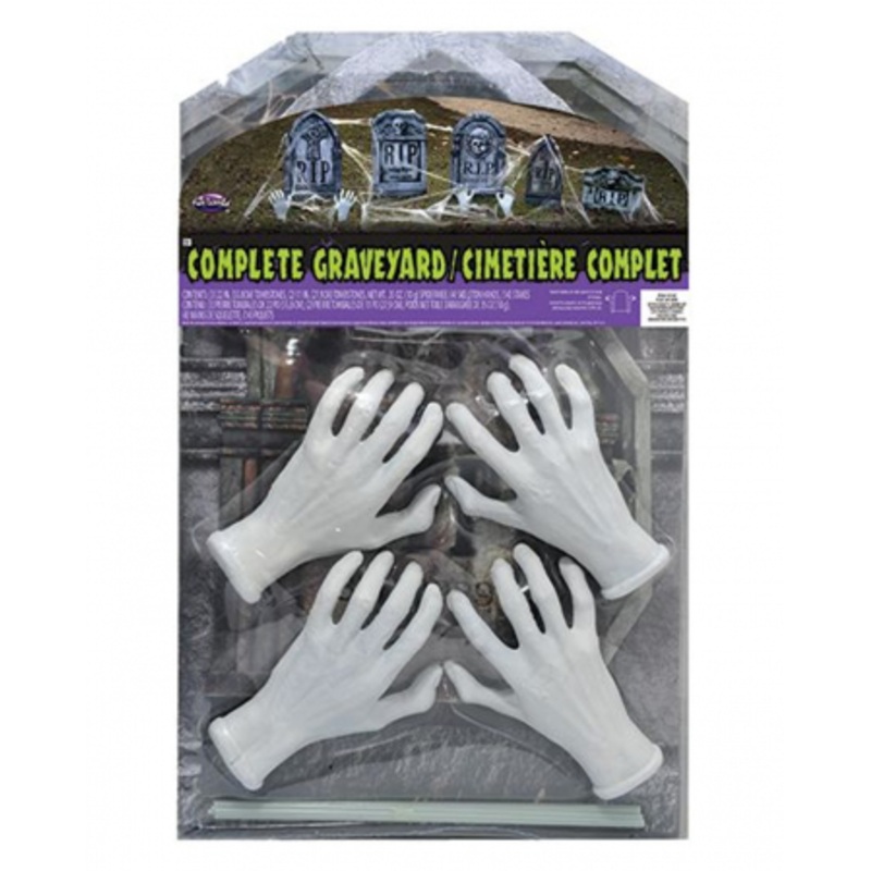Graveyard Set With Tombstones & Zombie Hands