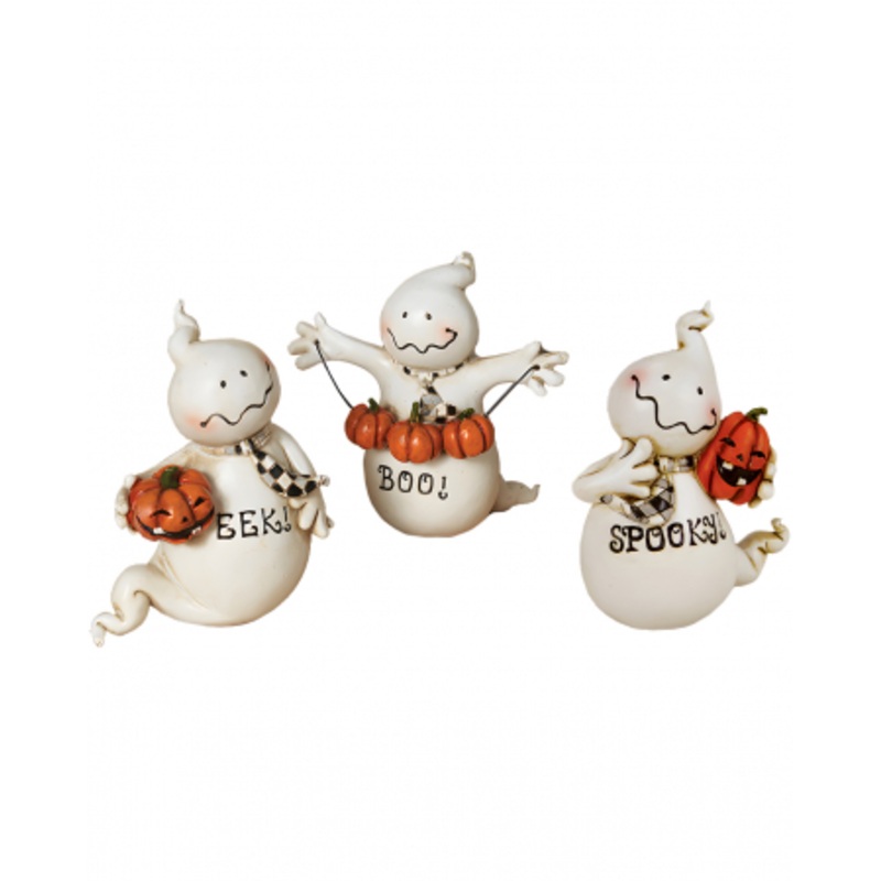 Halloween Ghosts With Pumpkins Set Of 3