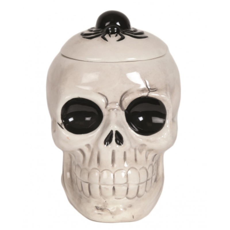 Halloween Skull With Spider Tea Light Fragrance Lamp 14cm