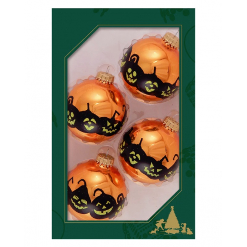 Jack O'Lanterns Halloween Christmas Balls 6,5cm 4 Pieces