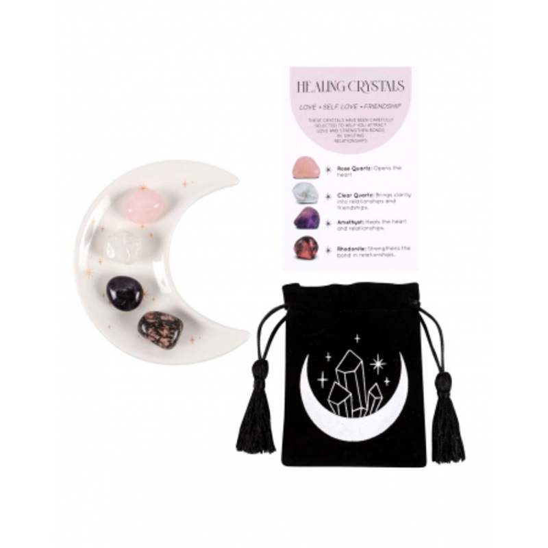 Love Life Crystal Set With Half Moon Bowl