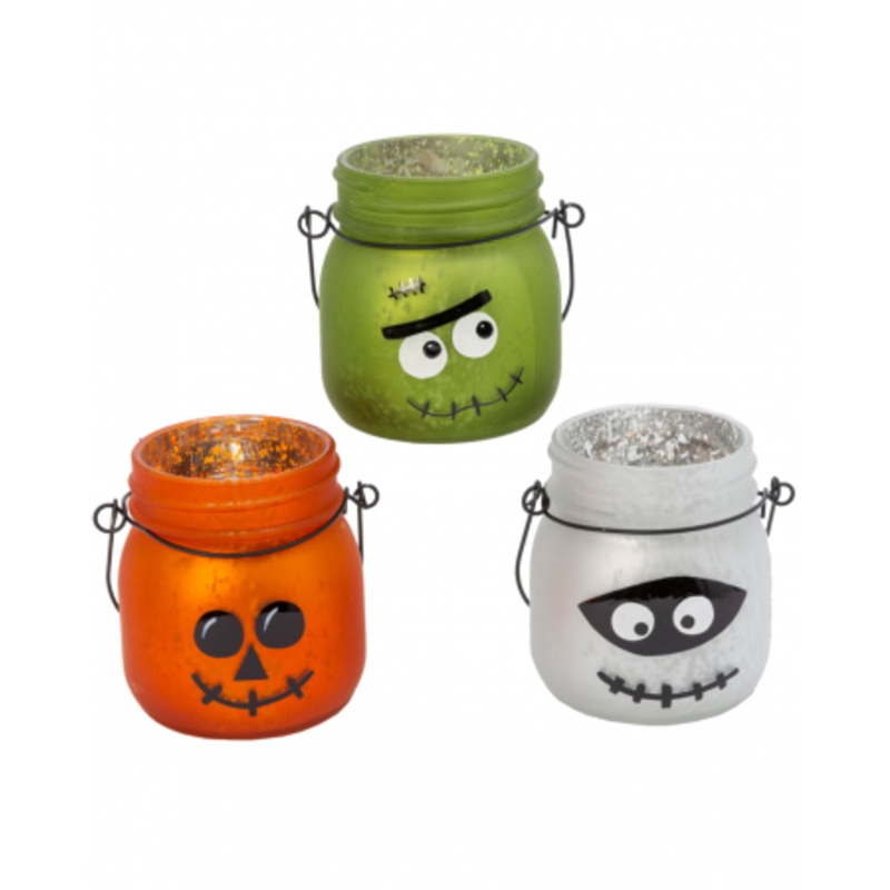Mercury Glass Halloween Lanterns Set Of 3