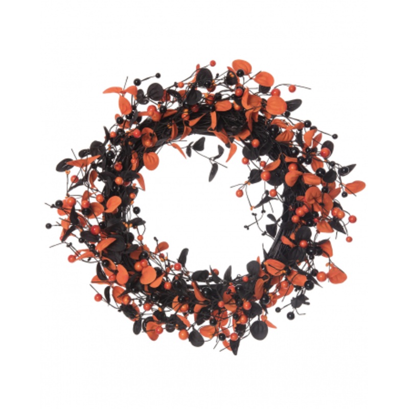 Orange And Black Eucalyptus Door Wreath 55cm