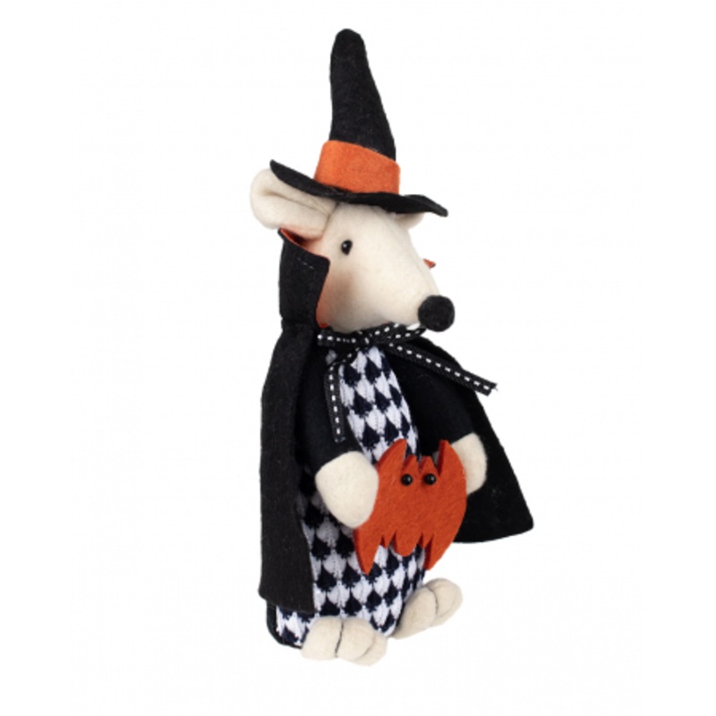Plush Halloween Mouse With Bat 23cm