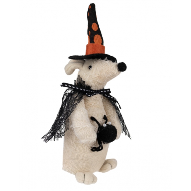 Plush Halloween Mouse With Spider 23cm