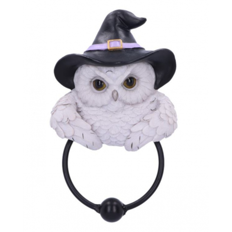 Snowy Owl With Witch Hat Door Knocker 21cm