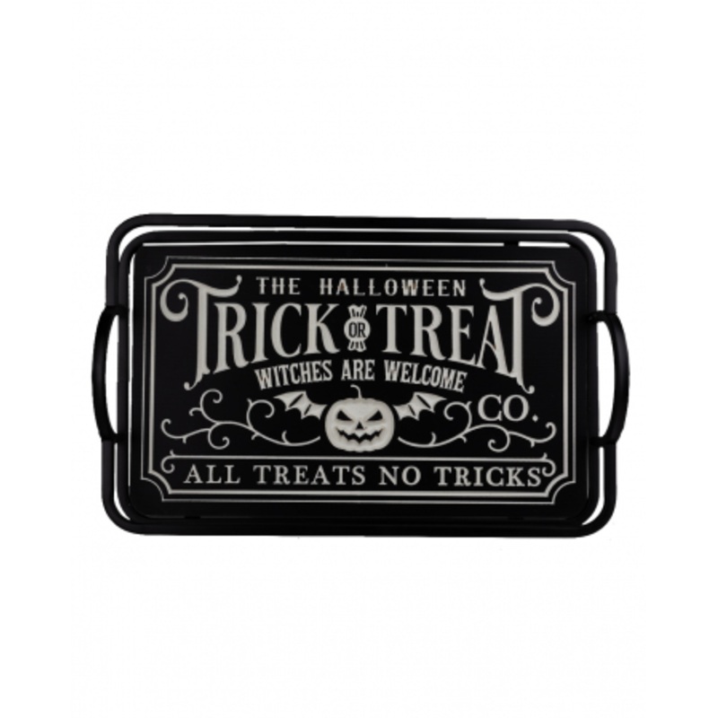 Vintage Halloween Wooden Tray "Trick Or Treat