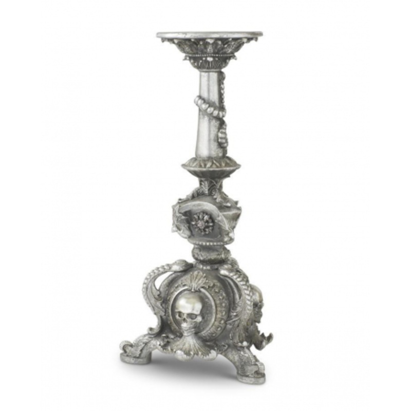 Altar Candle Holder With Skull & Bat 52cm