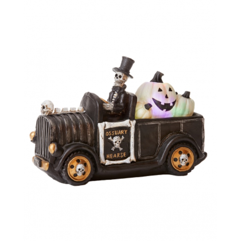 Black Hearse With White Pumpkins