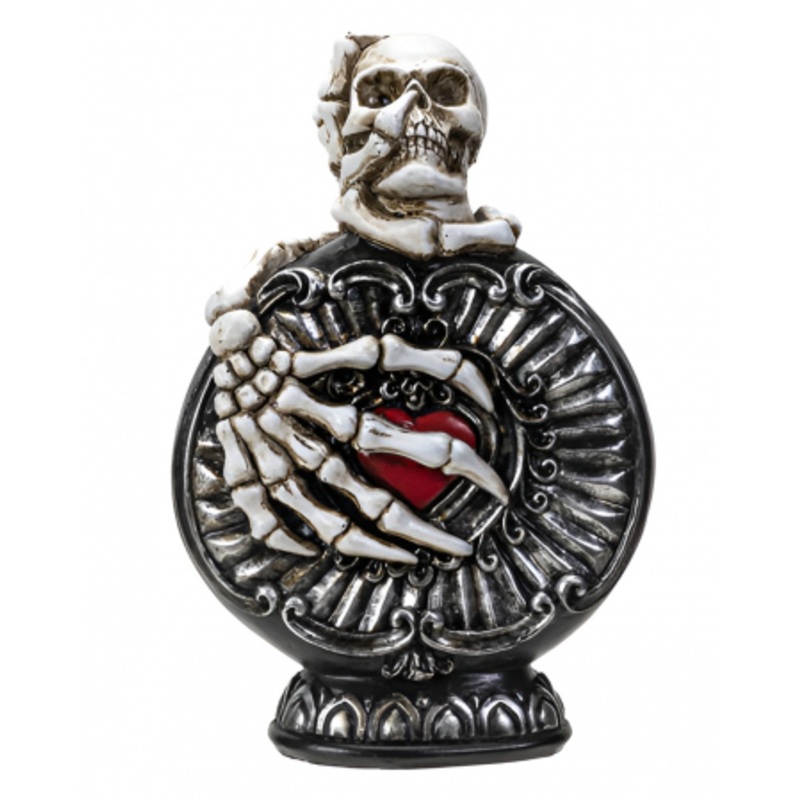 Decorated Poison Bottle With Skull & Heart 20cm