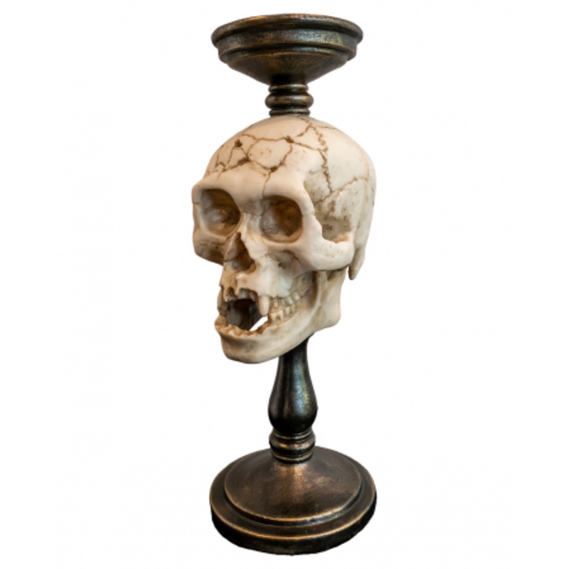 Elegant Skull Candlestick 34cm
