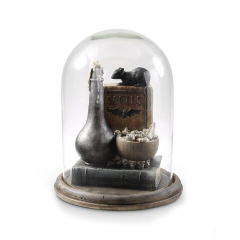 Glass Bell With Witch Potion & Magic Book 31cm
