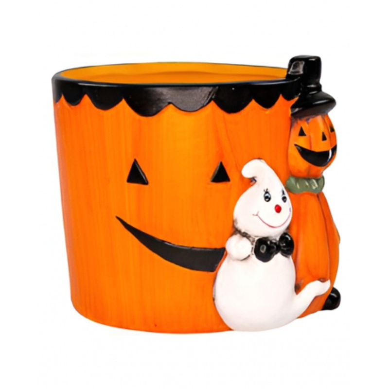 Halloween Ceramic Plant Pot With Ghost 16cm