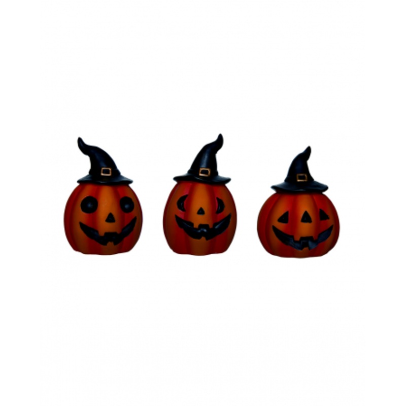 Halloween Pumpkin With Witch Hat Decoration Figure 9 Cm