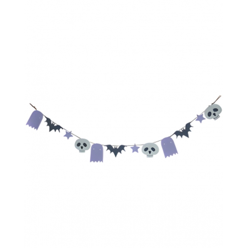 Pastel Halloween Motif Garland Made Of Wood 110cm