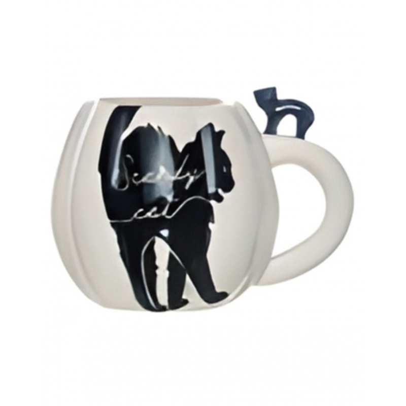 Pumpkin Cup With Black Cat