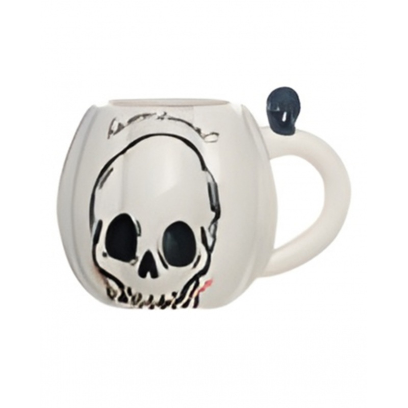 Pumpkin Cup With Skull Motif