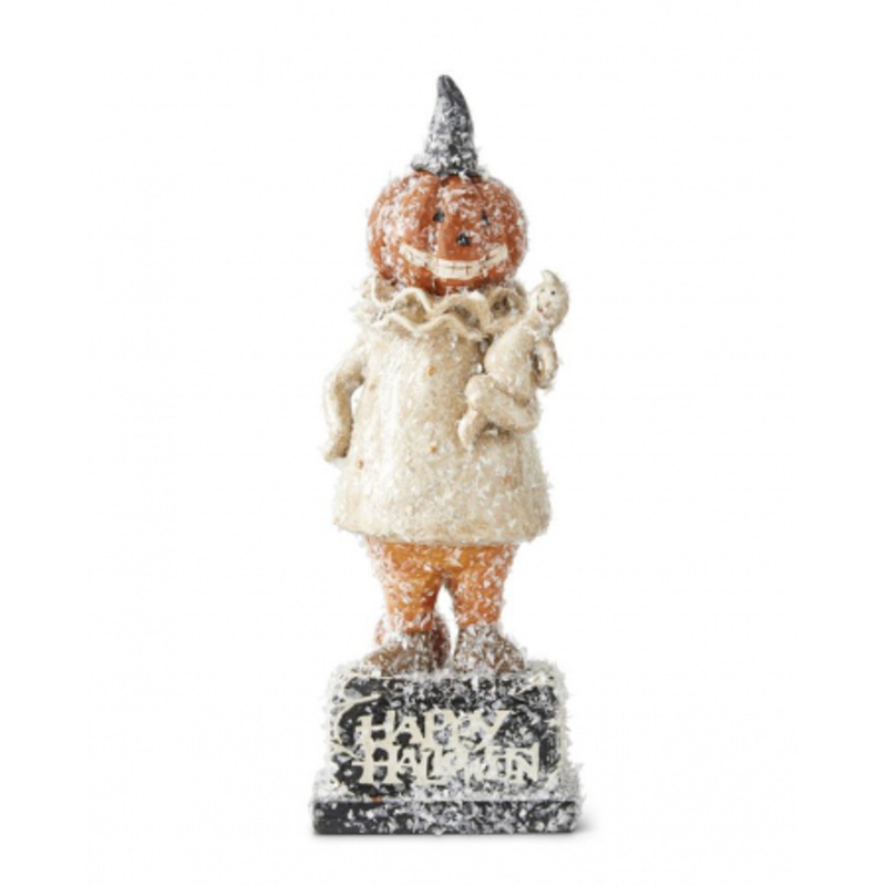 Pumpkin Man With Ghost & Glitter Flakes 28cm