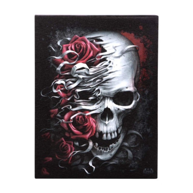 Roses Skull Canvas Picture 19x25 Cm