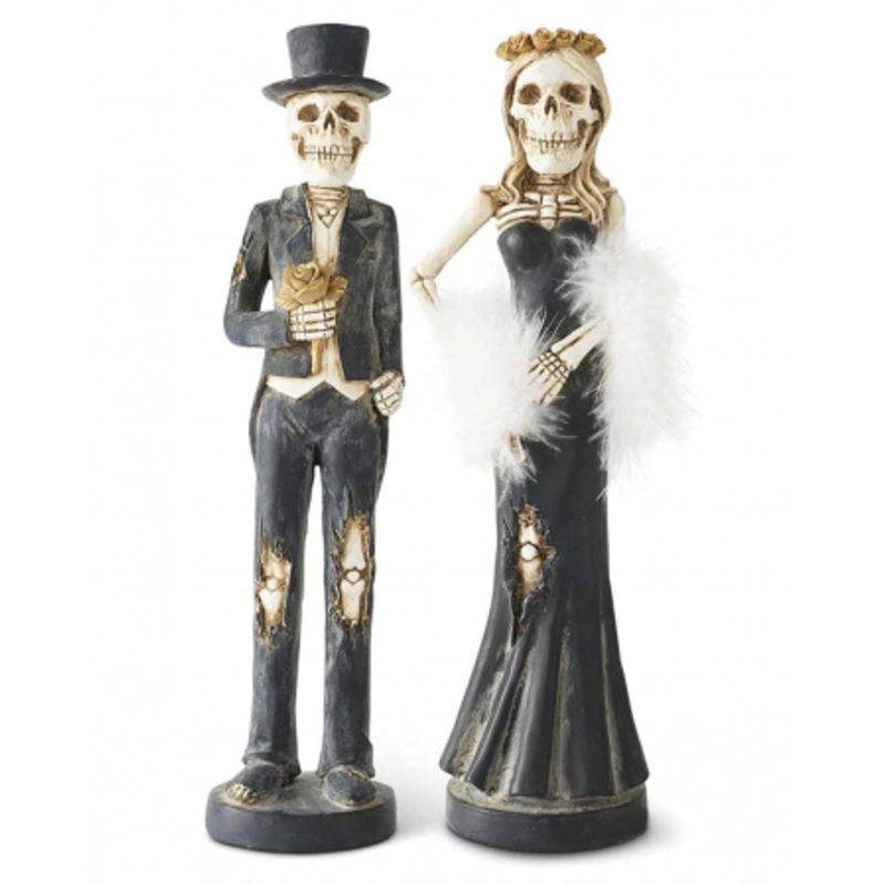 Skeleton Lady & Gentleman Candlestick 35cm