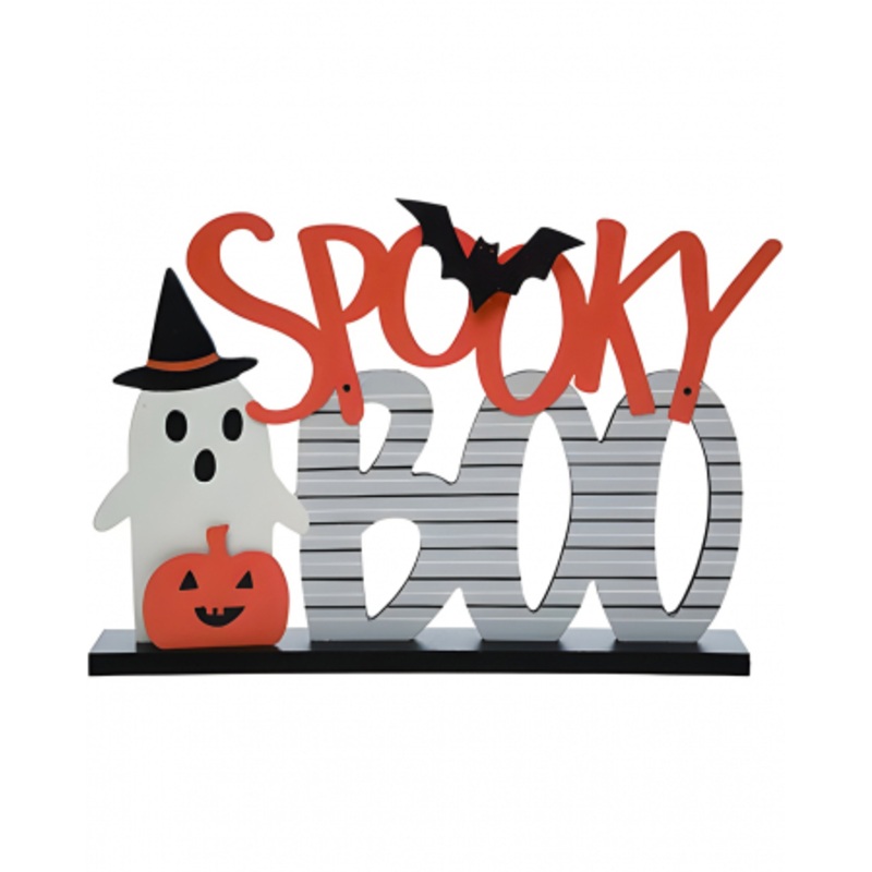 Spooky Boo Ghost Decorative Sign Stand Up 34cm