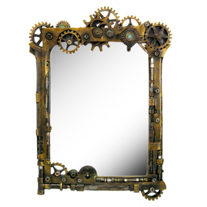Steampunk Mirror With Gears 56cm