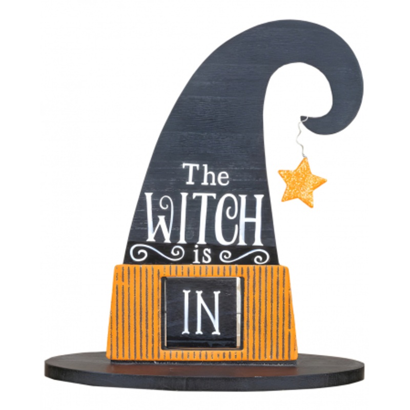 The Witch Is IN/OUT Witch Hat Decorative Sign 30cm