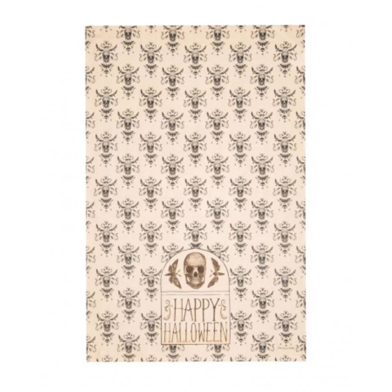 Vintage Happy Halloween & Skull Tea Towel