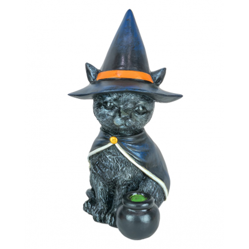 Witch Cat With Cauldron Figure 15cm